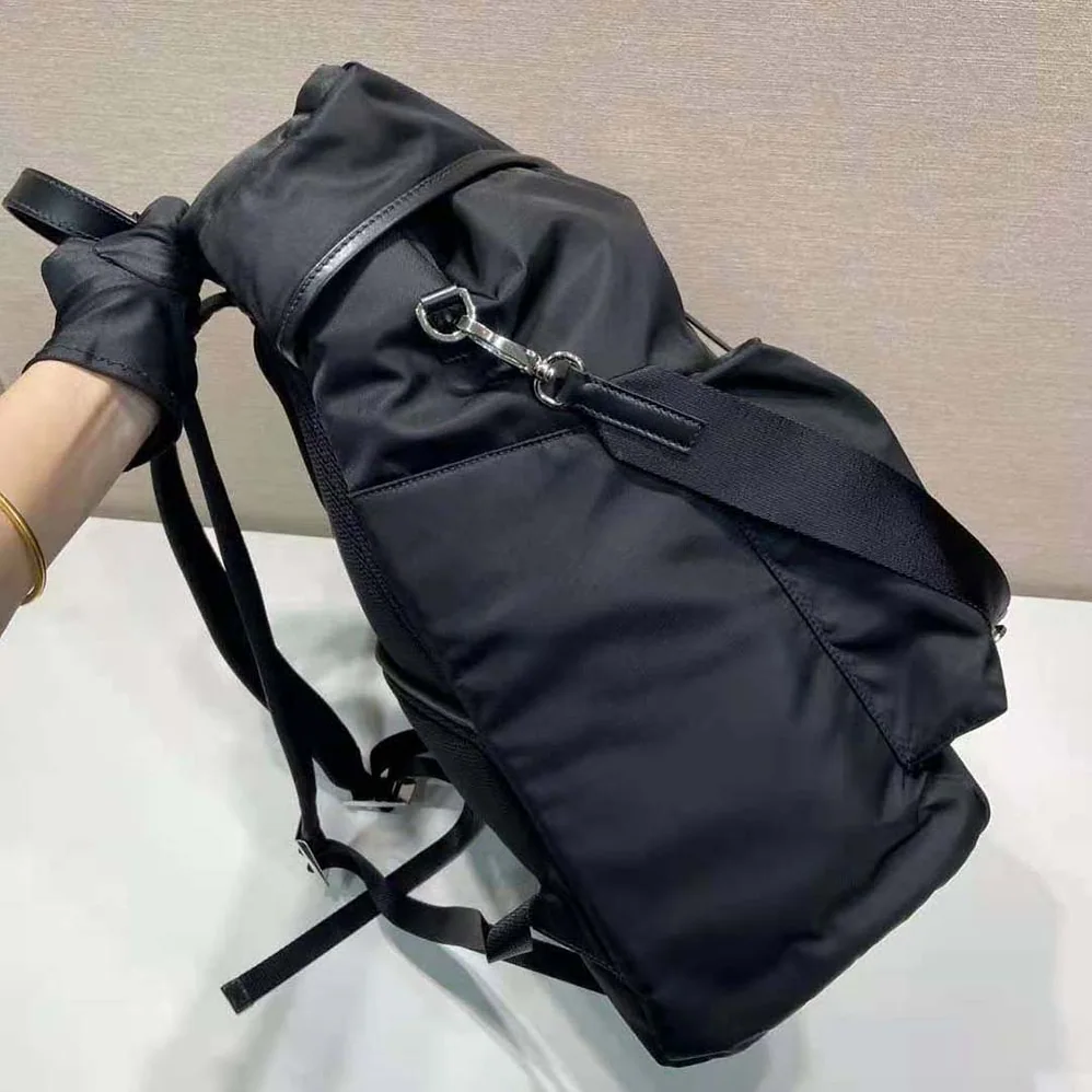 Prada Re-Nylon and Leather Backpack for Unisex in Black Prada Re-Nylon and Leather Backpack for Unisex in Black