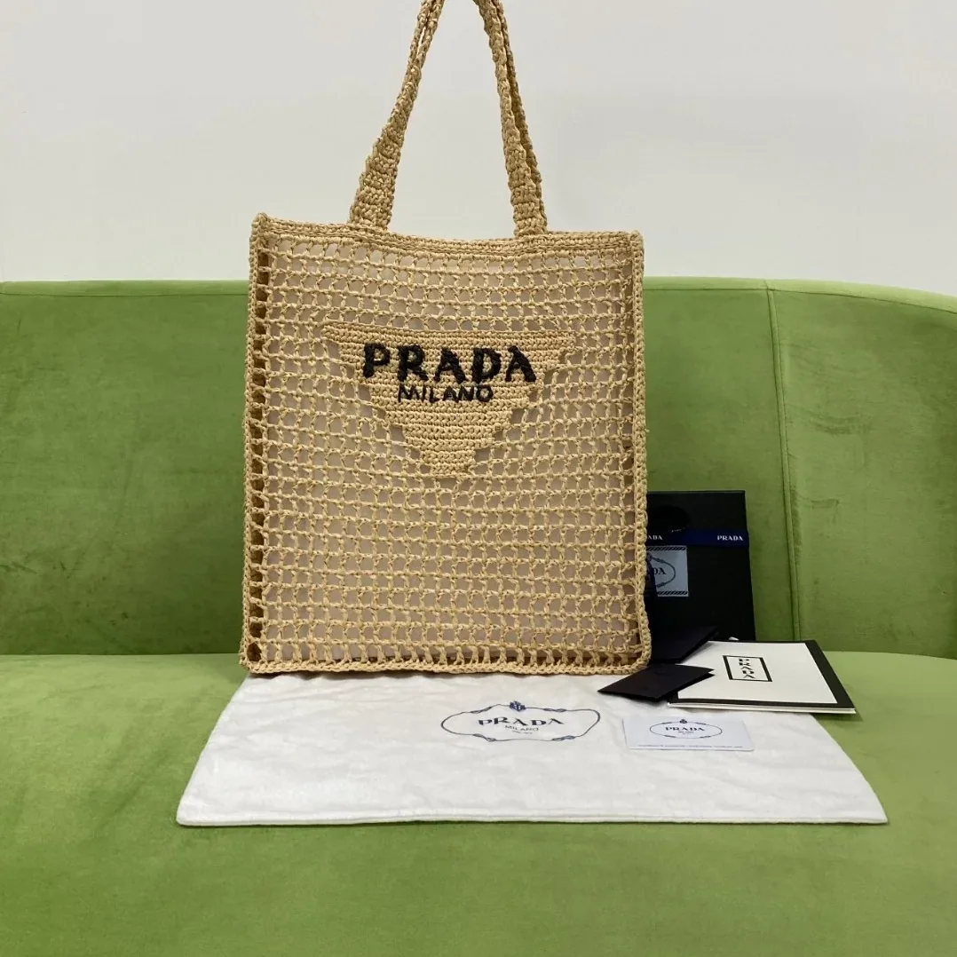 Prada Raffia Tote Bag Beige Prada Raffia Tote Bag Beige