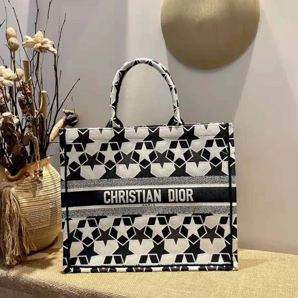 Dior Large Dior Book Tote Blue and White Dior Etoile Embroidery for Women Dior Large Dior Book Tote Blue and White Dior Etoile Embroidery for Women
