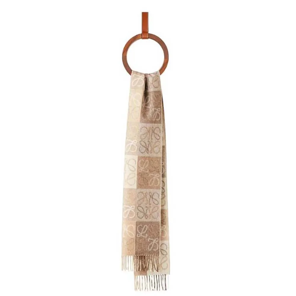 Loewe Scarf in Wool and Cashmere for Unisex in Beige Loewe Scarf in Wool and Cashmere for Unisex in Beige