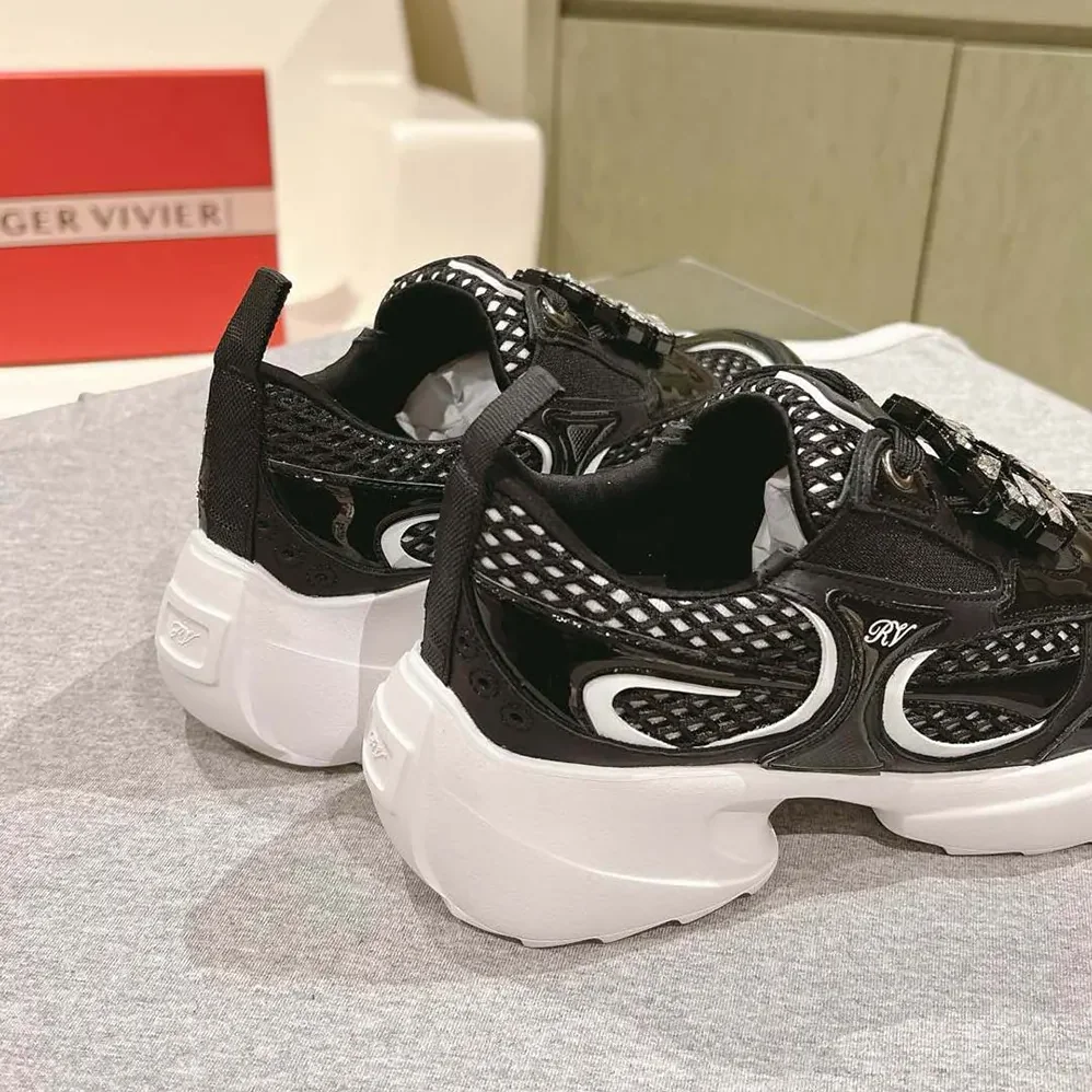 Roger Vivier Viv' on the Run Sneakers in Patent Leather and Fabric for Women in Black Roger Vivier Viv' on the Run Sneakers in Patent Leather and Fabric for Women in Black