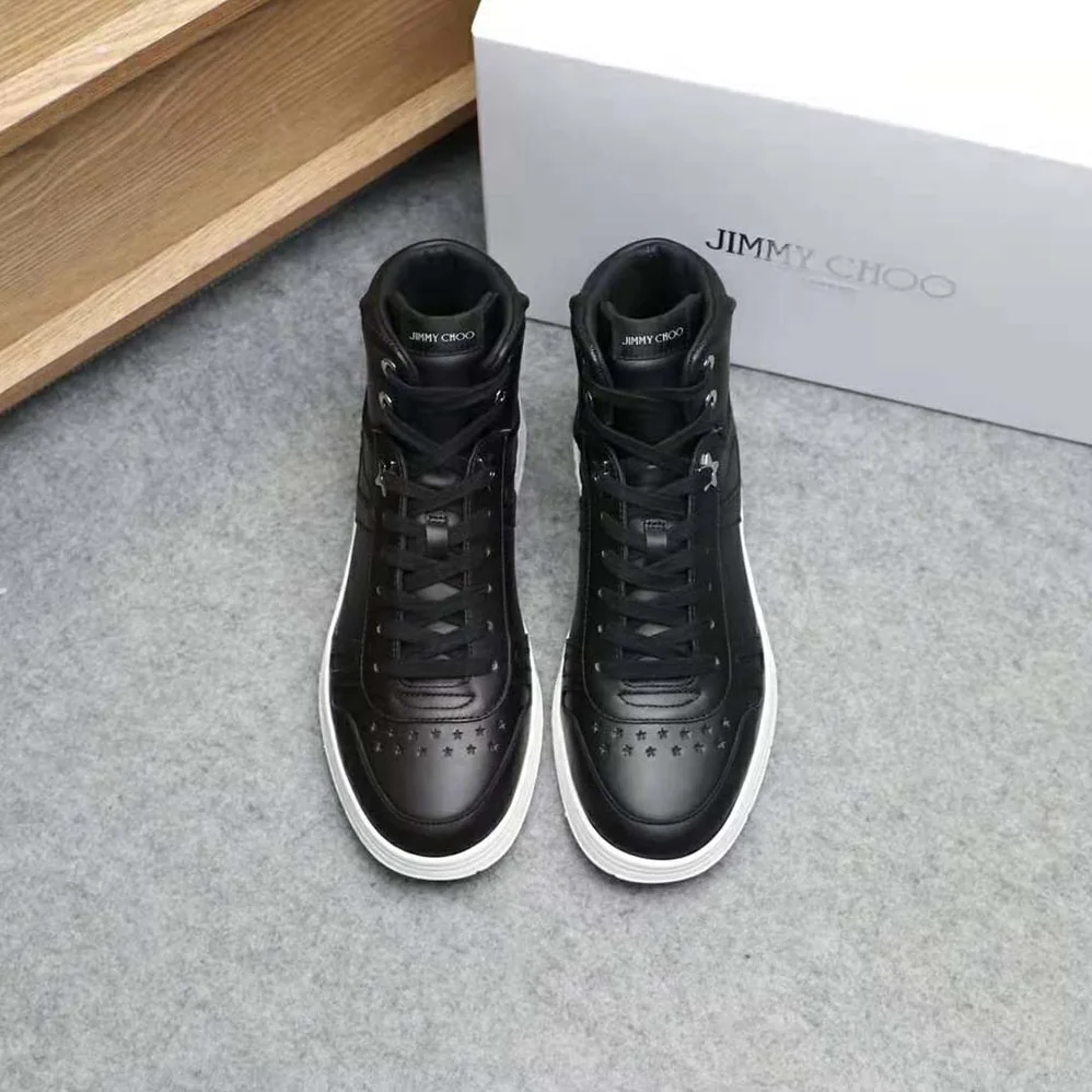 Jimmy Choo Hawaii Hi Top/M Black Calf Leather High Top Trainers for Men