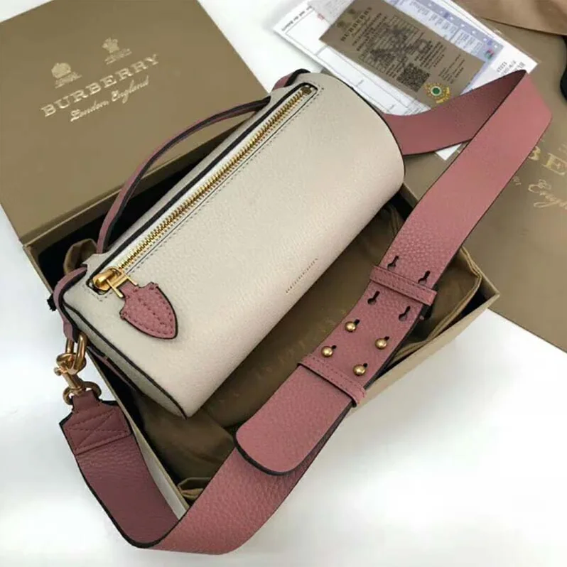 Burberry The Leather Barrel Bag for Women in White