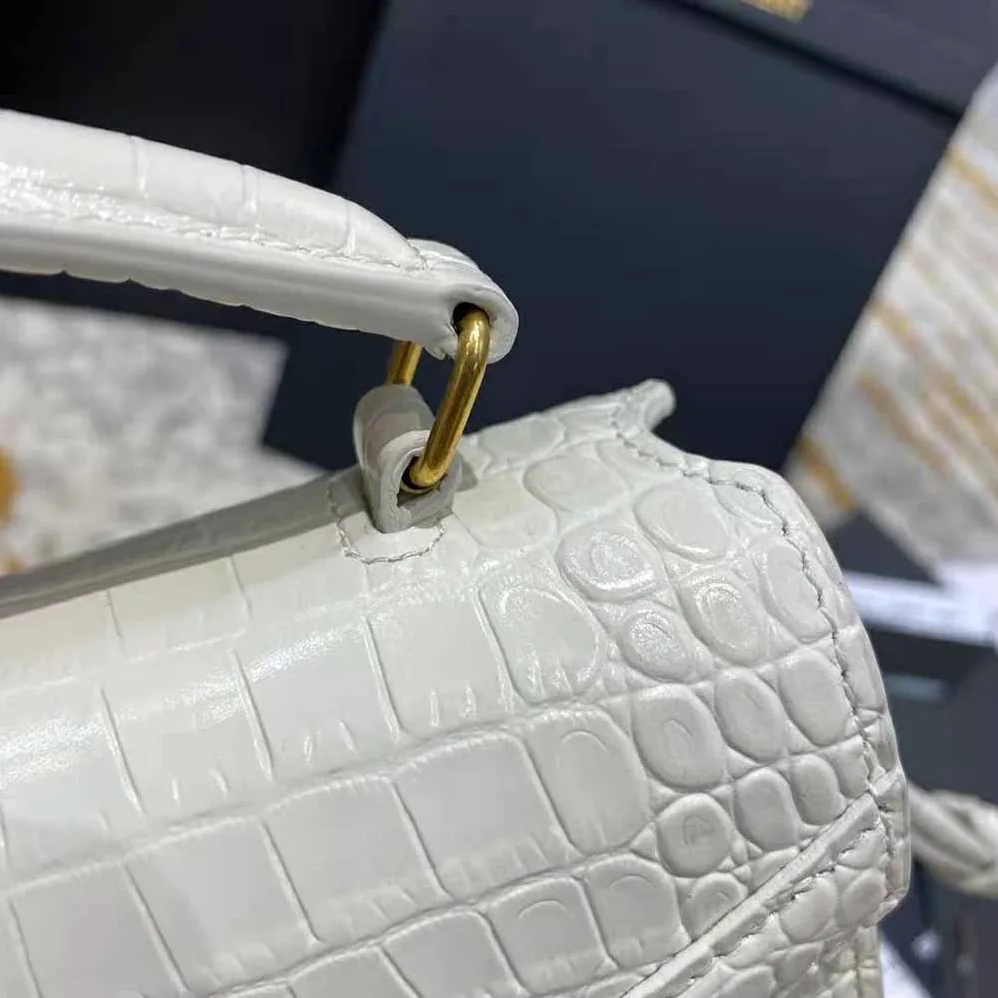 Saint Laurent YSL Cassandra Mini Top Handle Bag in Crocodile for Women in Embossed Shiny Leather Saint Laurent YSL Cassandra Mini Top Handle Bag in Crocodile for Women in Embossed Shiny Leather