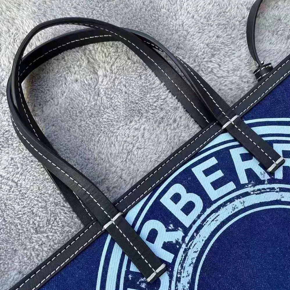Burberry Mini Logo Graphic Denim Beach Tote for Women