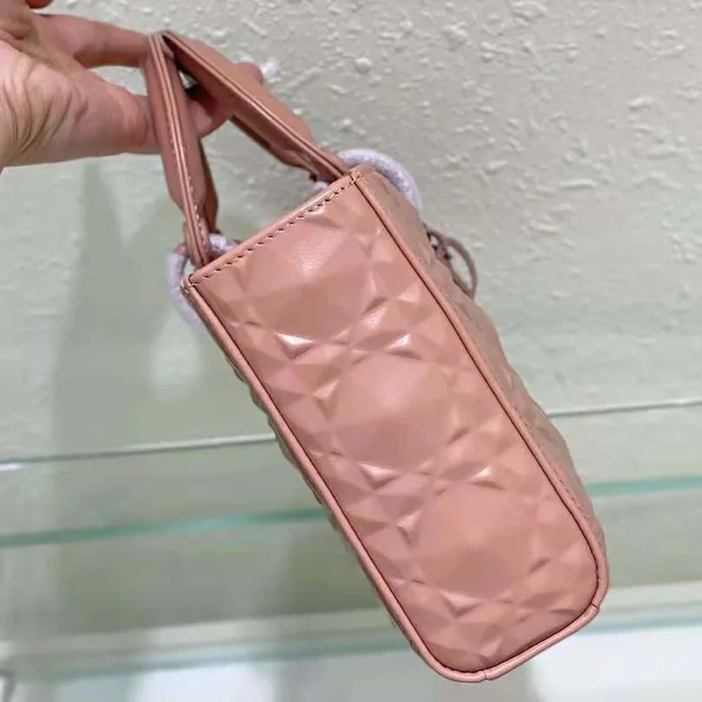 Dior Lady D-Joy Bag Rose Des Vents Cannage Calfskin with Diamond Motif for Women