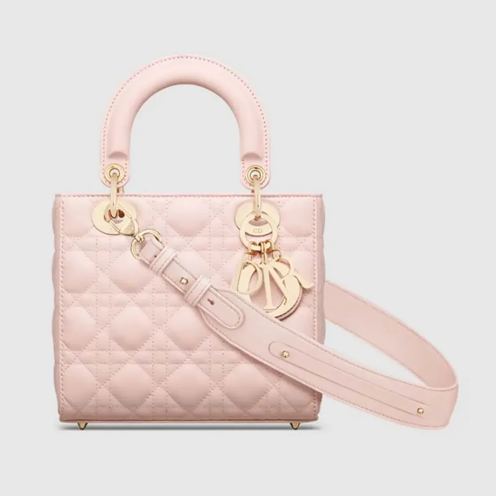 Dior Small Lady Dior My ABCDior Bag Powder Pink Cannage Lambskin for Women