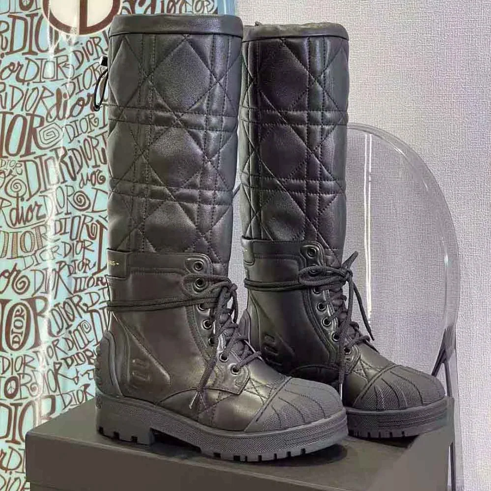 Dior Dioriron Boot Black Quilted Cannage Calfskin for Women