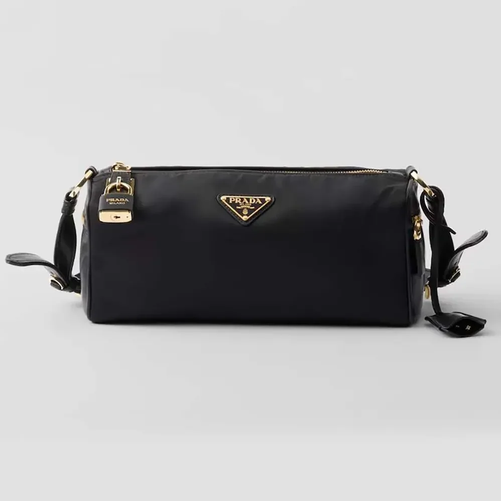 Prada Medium Re-Nylon and Leather Shoulder Bag with Padlock for Women Prada Medium Re-Nylon and Leather Shoulder Bag with Padlock for Women