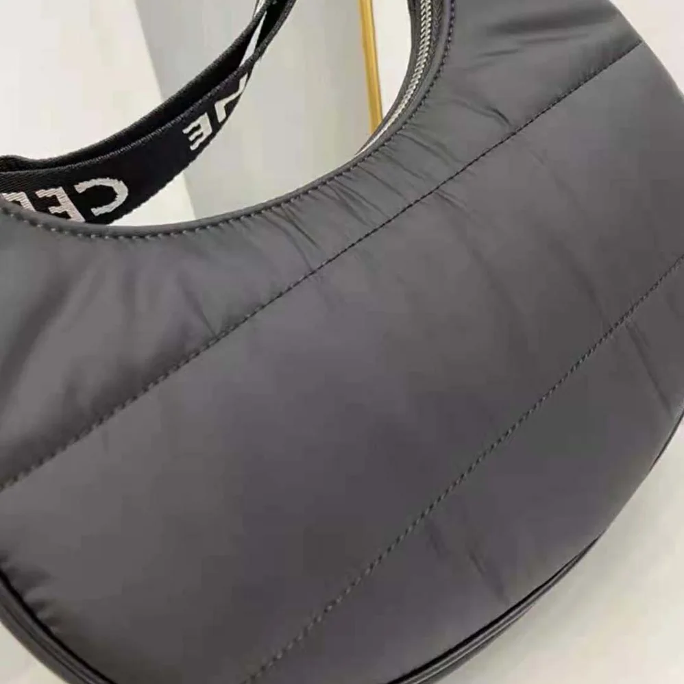 Celine Medium Ava Bag with Celine Strap in Quilted Nylon for Women in Black Celine Medium Ava Bag with Celine Strap in Quilted Nylon for Women in Black