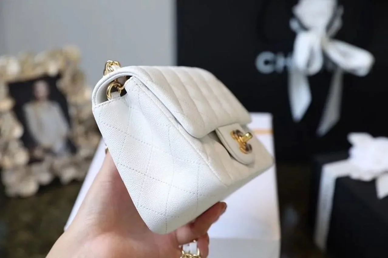 Chanel Classic Flap Bag Mini Crossbody in White Gold Hardware