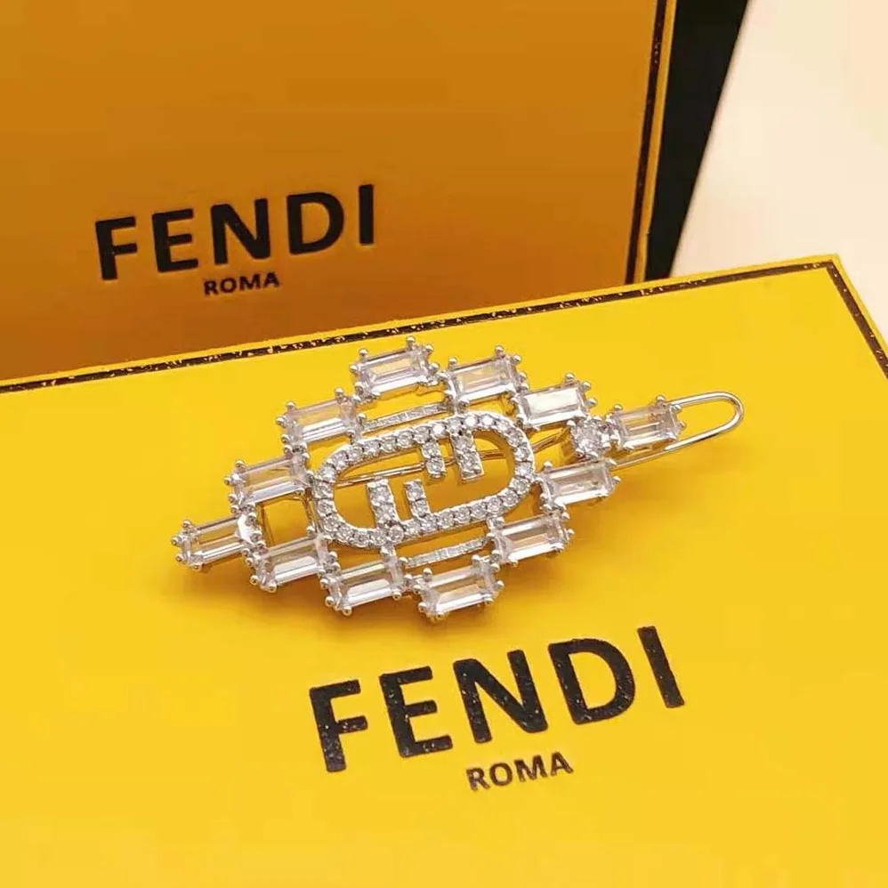 Fendi O'Lock Brooch Silver Coloured for Women