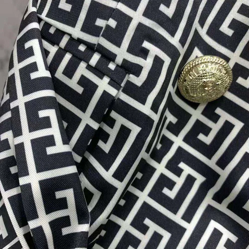 Balmain Monogram Printed Jacket with Shawl Collar for Women