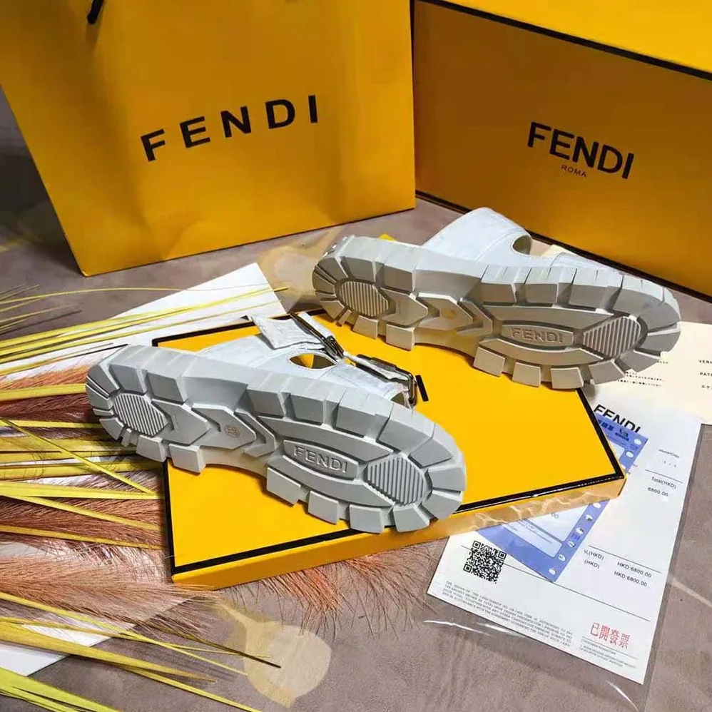 Fendi Sandals White Fabric Sandals for Women Fendi Sandals White Fabric Sandals for Women