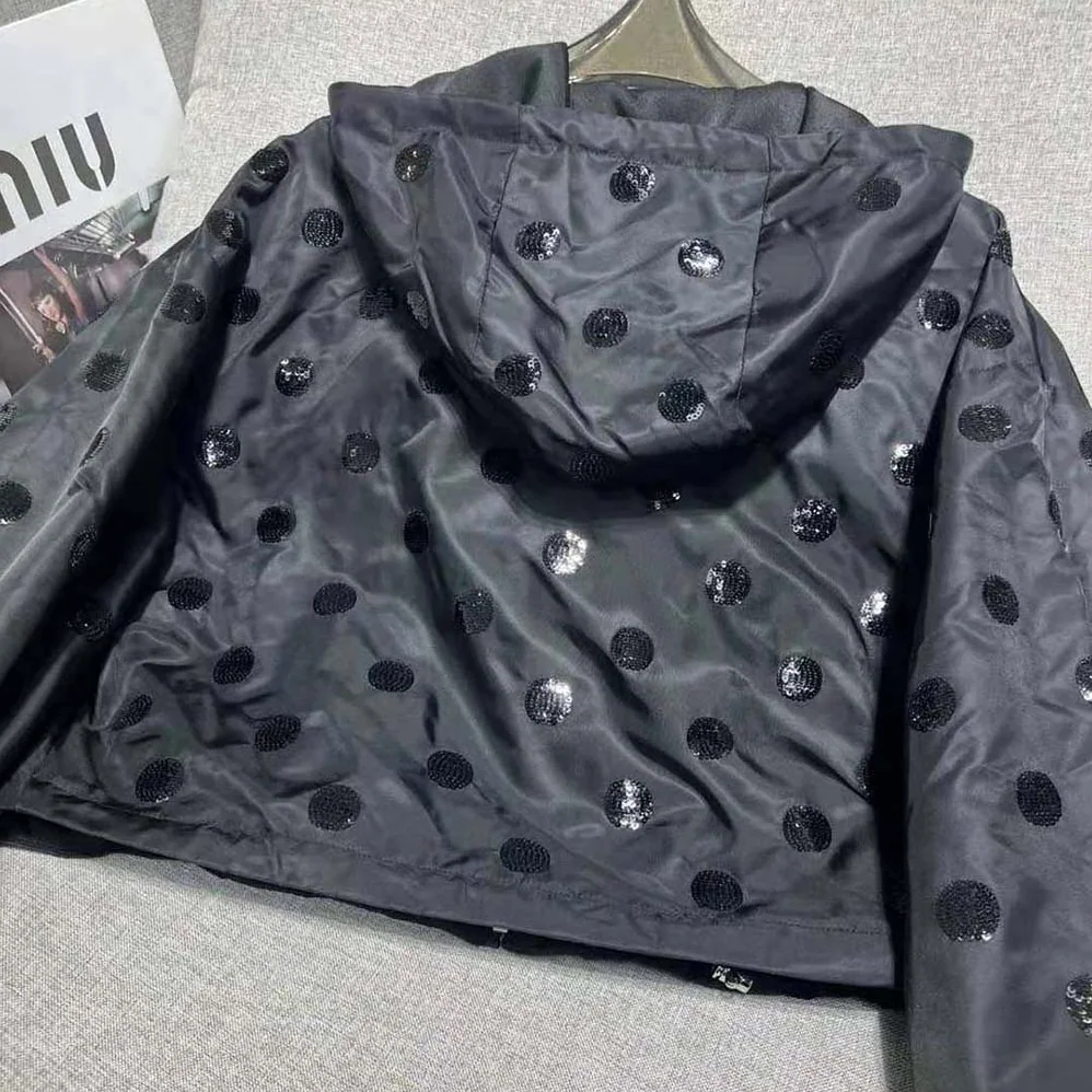 Prada Re-Nylon Embroidered Jacket for Women in Black