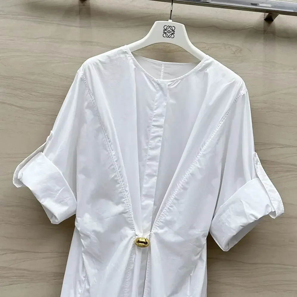 Loewe Pebble Dress in Cotton for Women in White Loewe Pebble Dress in Cotton for Women in White