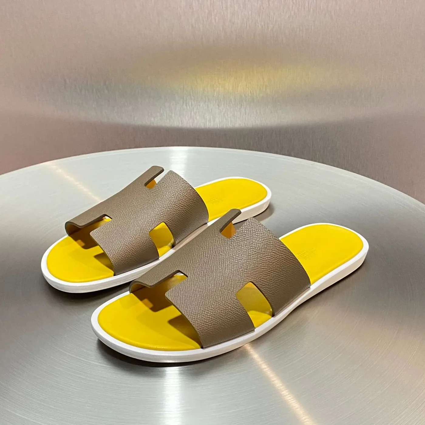 Hermes Oran Sandals Taupe in Yellow Hermes Oran Sandals Taupe in Yellow