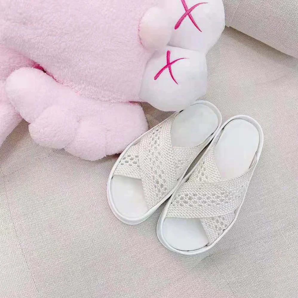 Fendi Reflections White Stretch Lace Slides for Women
