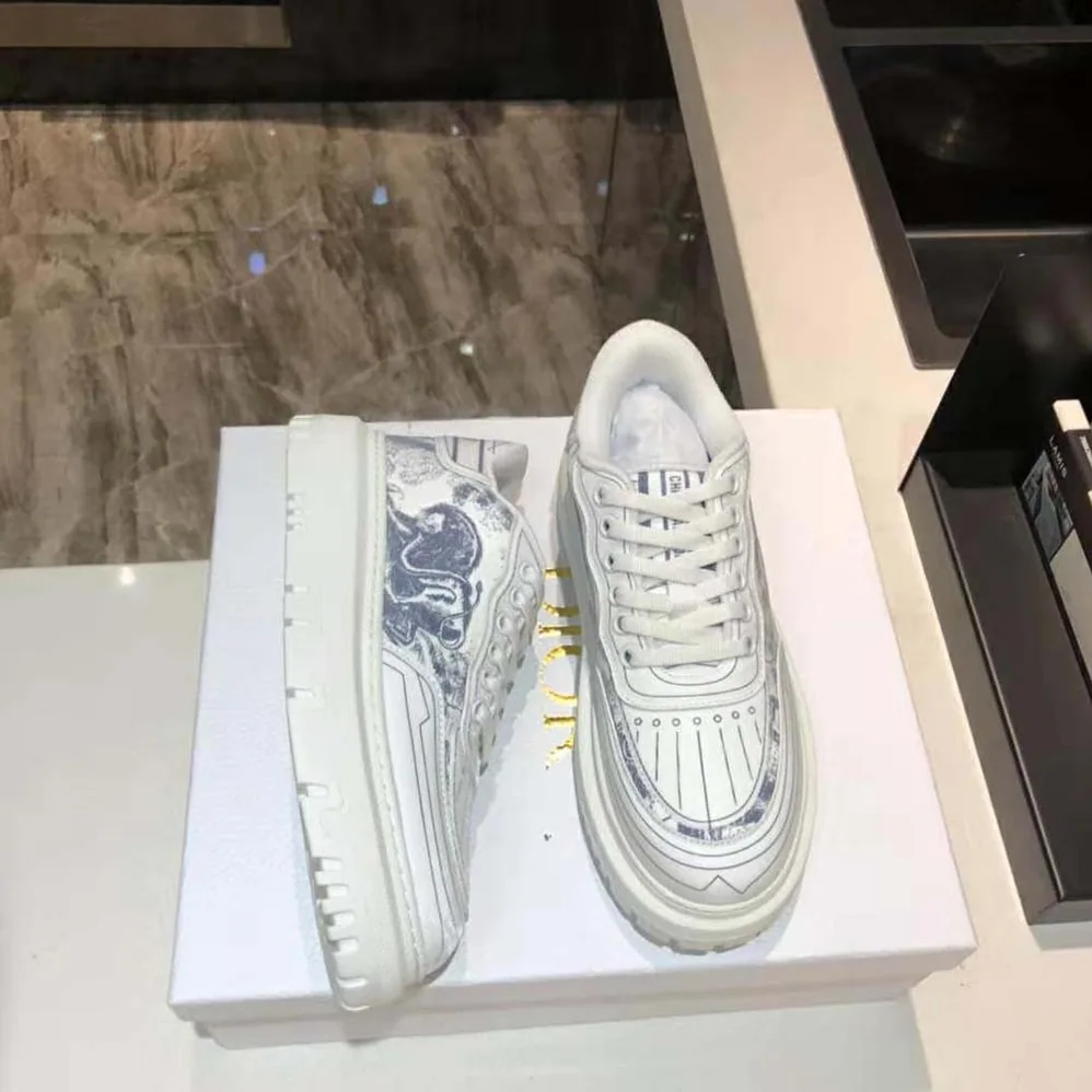 Dior Addict Sneaker French Blue Toile de Jouy Technical Fabric for Women