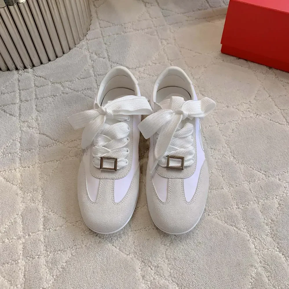Roger Vivier Viv Low Sneakers in Suede for Women in White Roger Vivier Viv Low Sneakers in Suede for Women in White