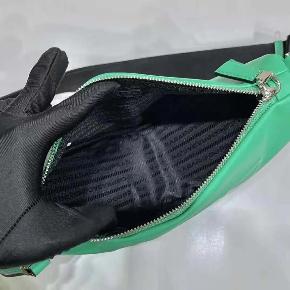Prada Leather Triangle Shoulder Bag for Women in Green Prada Leather Triangle Shoulder Bag for Women in Green