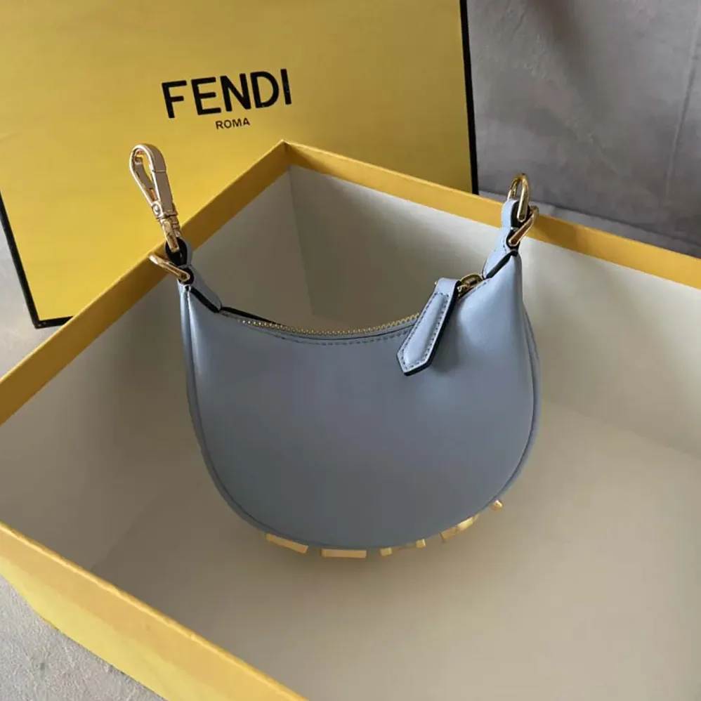 Fendi Nano Fendigraphy Blue Leather Charm for Women