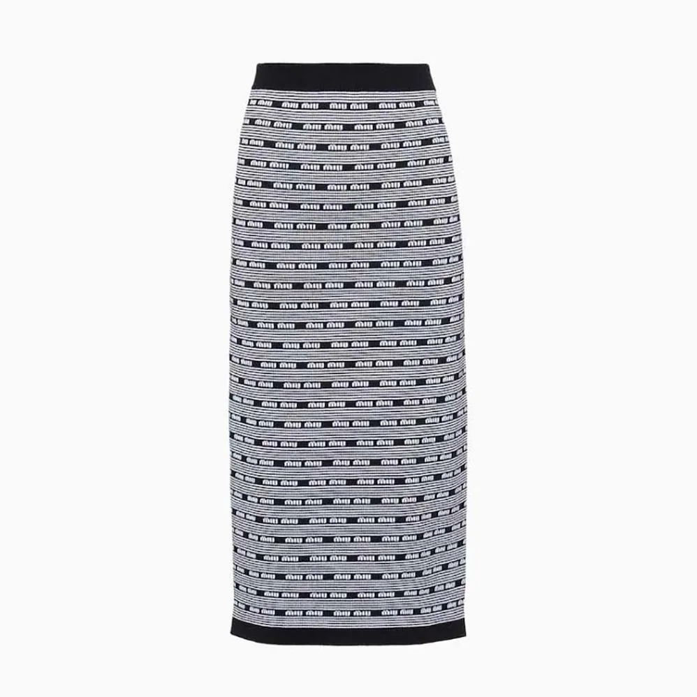 Miu Miu Viscose Skirt with Jacquard Logo for Women Miu Miu Viscose Skirt with Jacquard Logo for Women