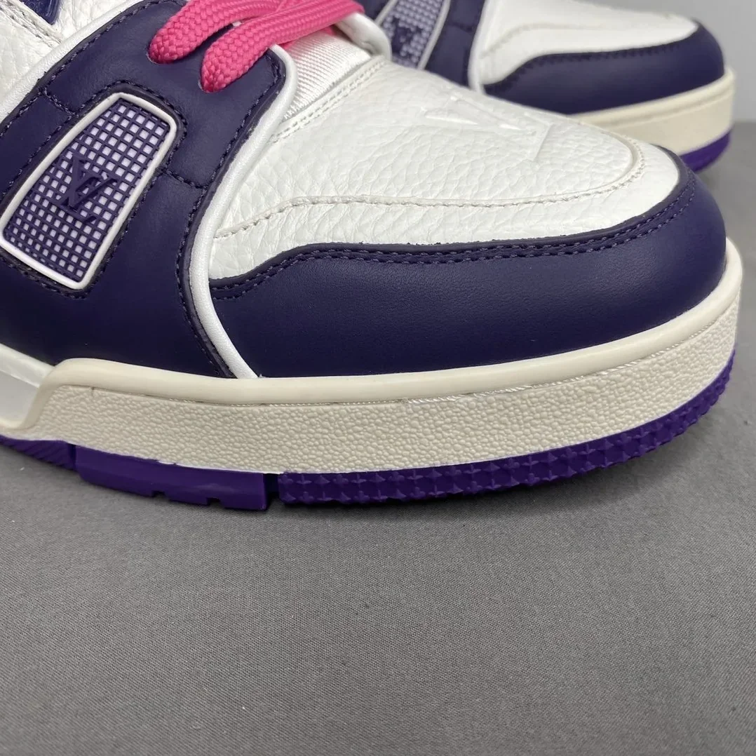 Louis Vuitton Trainer Sneaker Mix Of Materials White in Purple Virgil Abloh Louis Vuitton Trainer Sneaker Mix Of Materials White in Purple Virgil Abloh