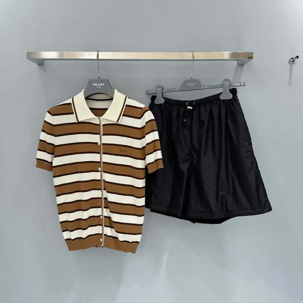 Prada Short for Women in sleeved Striped Cotton Cardigan
