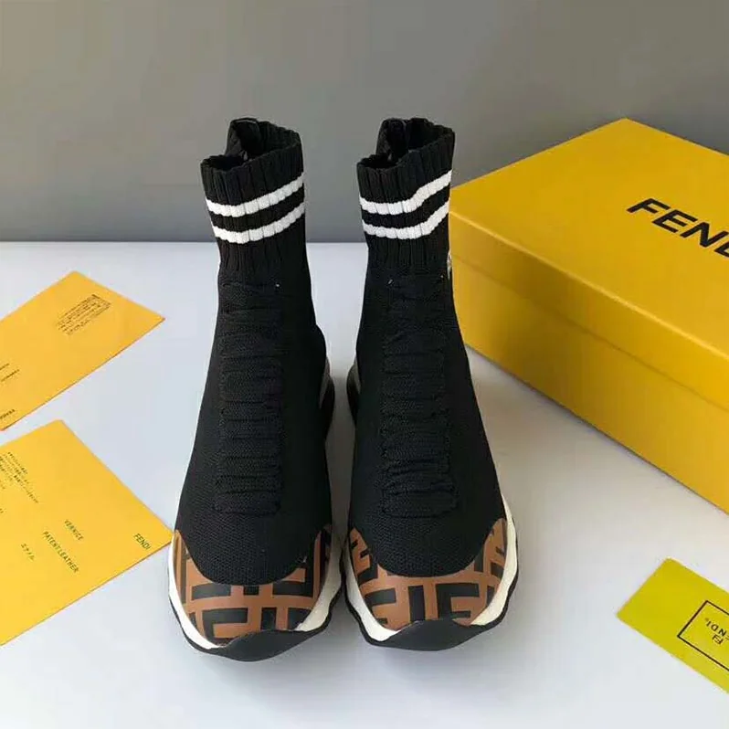 Fendi Shoes Pale Fabric Sneaker Boots for Women in Black