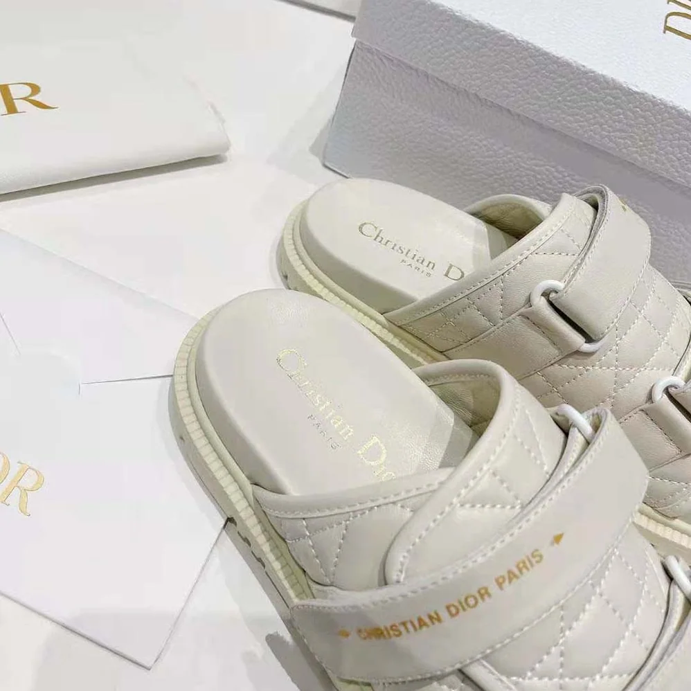 Dior Dio(r)evolution Slide White Quilted Cannage Calfskin for Women