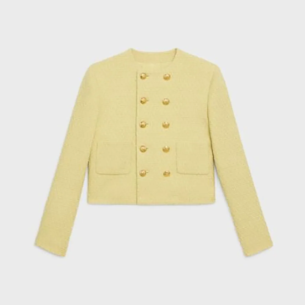 Celine Chasseur Jacket in Boucle Tweed for Women in Yellow