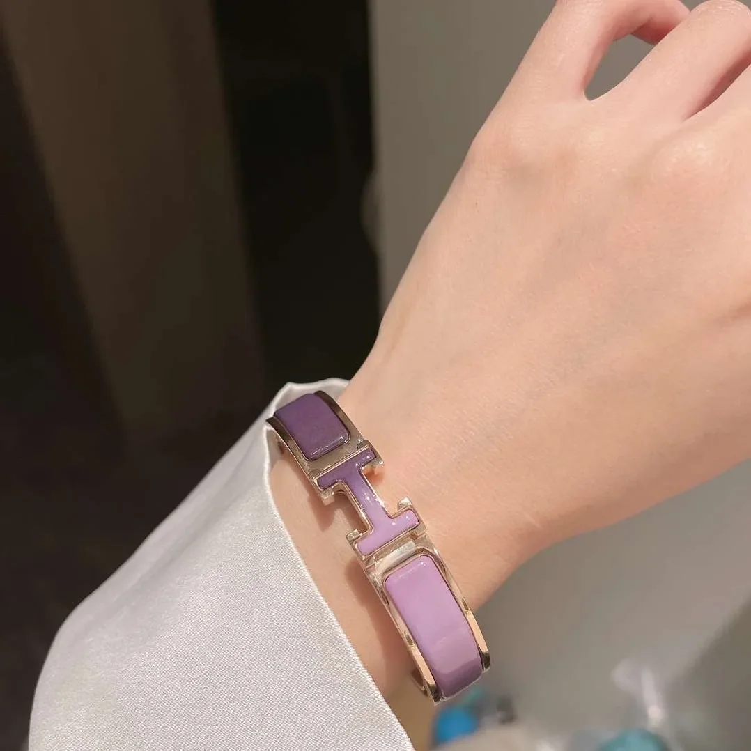 Hermes Clic Enameled H Bracelet Purple