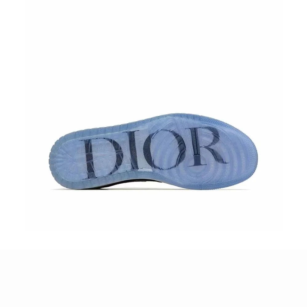 Dior Air Jordan 1 Low-Top Sneaker Gray and White Smooth Calfskin for Men