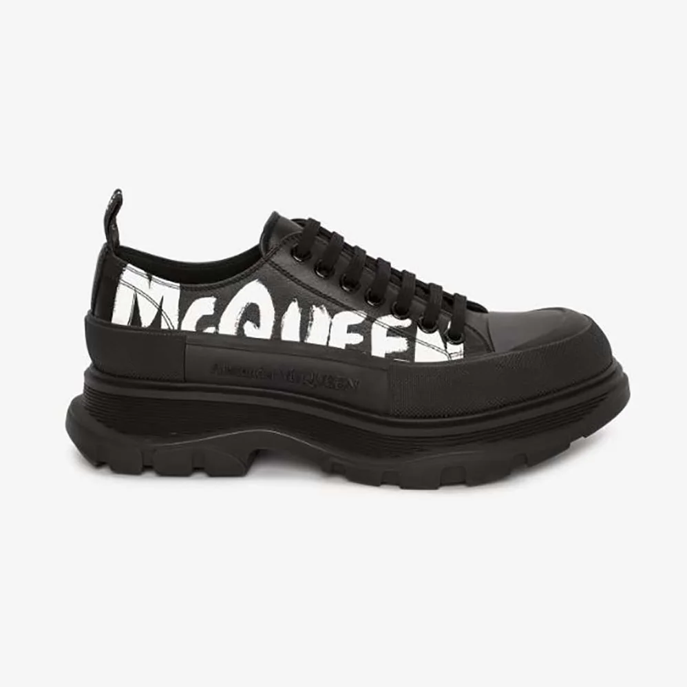 Alexander Mcqueen McQueen Graffiti Tread Slick Lace Up in Black for Unisex in white Alexander Mcqueen McQueen Graffiti Tread Slick Lace Up in Black for Unisex in white