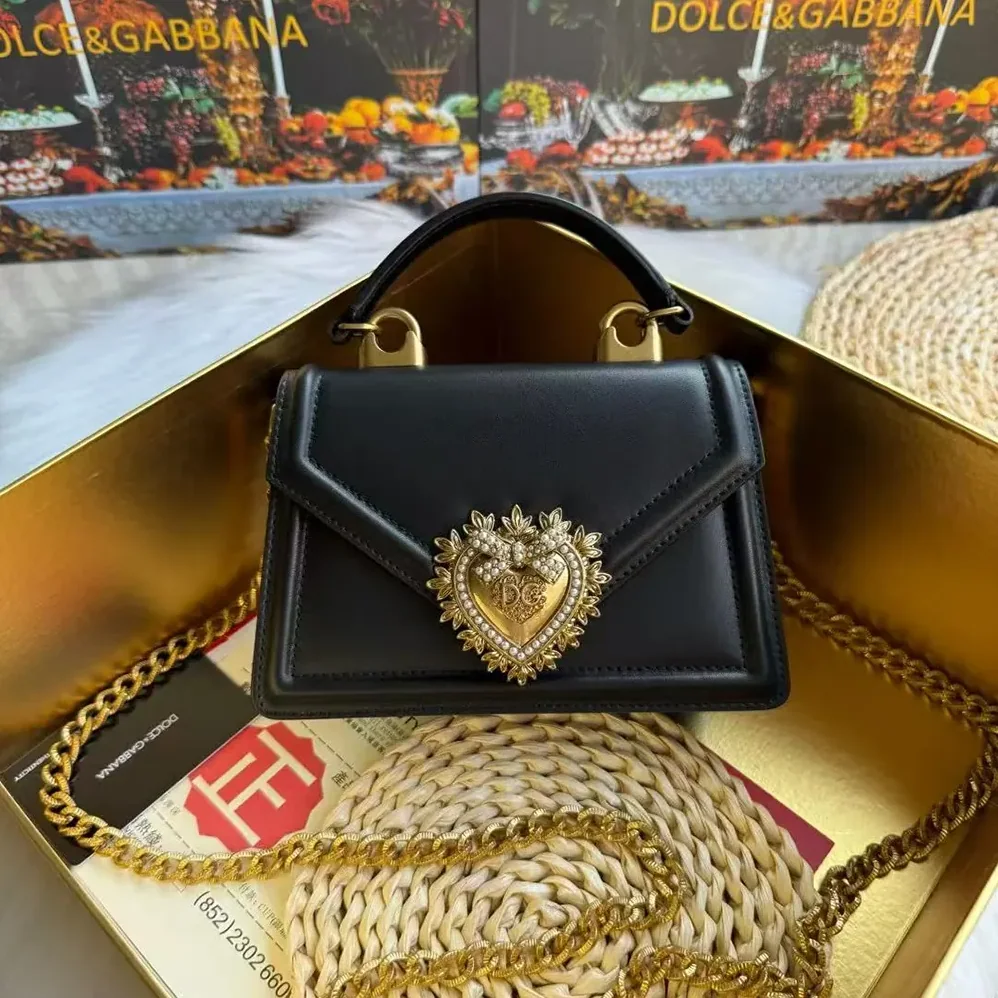 Dolce Gabbana D&G Small Smooth Calfskin Devotion Bag for Women in Black Dolce Gabbana D&G Small Smooth Calfskin Devotion Bag for Women in Black