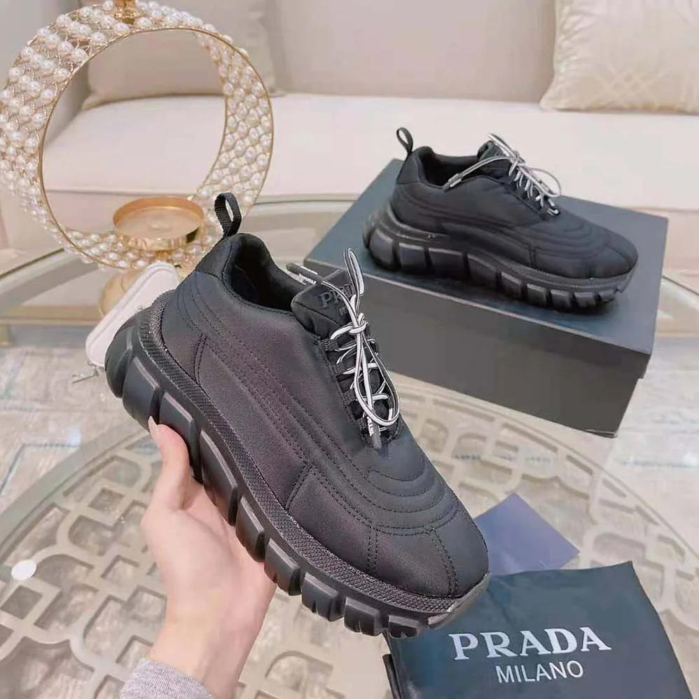 Prada Rush Gabardine Re-Nylon Sneakers for Women in Black Prada Rush Gabardine Re-Nylon Sneakers for Women in Black