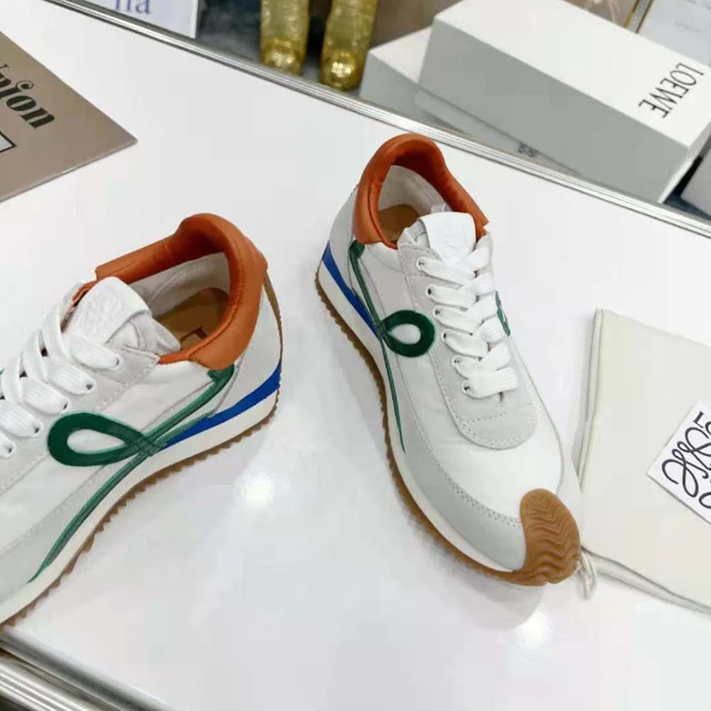Loewe Flow Runner in Nylon and Calfskin for Women in Green Loewe Flow Runner in Nylon and Calfskin for Women in Green