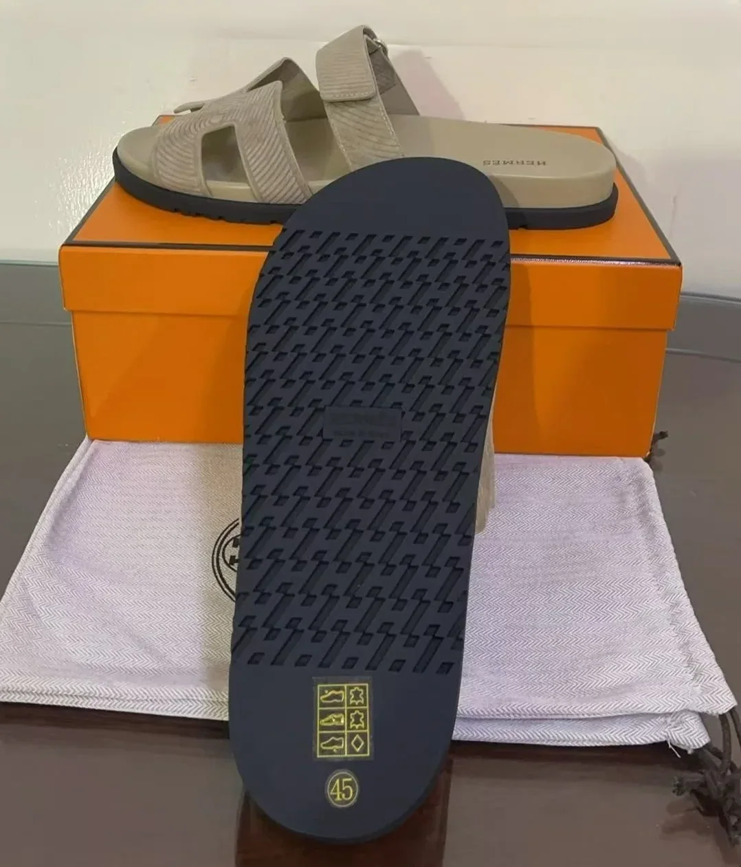 Hermes Chypre Sandal Dark Grey Hermes Chypre Sandal Dark Grey