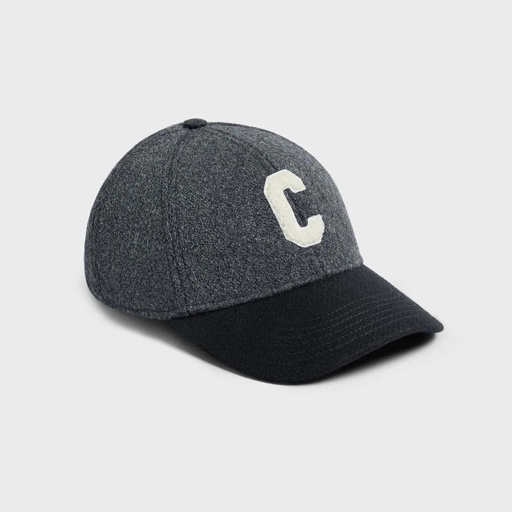 Celine “C” Baseball Cap in Wool for Women in Silver