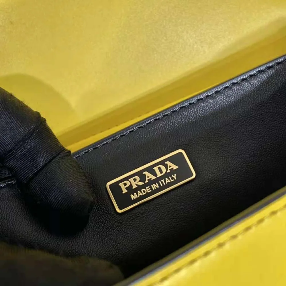 Prada Woen Cahier Leather Bag in Yellow