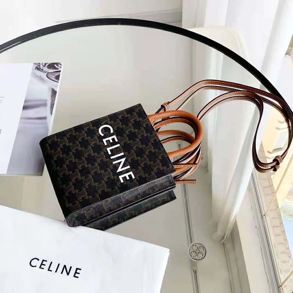 Celine Mini Vertical Cabas in Triomphe Canvas for Women