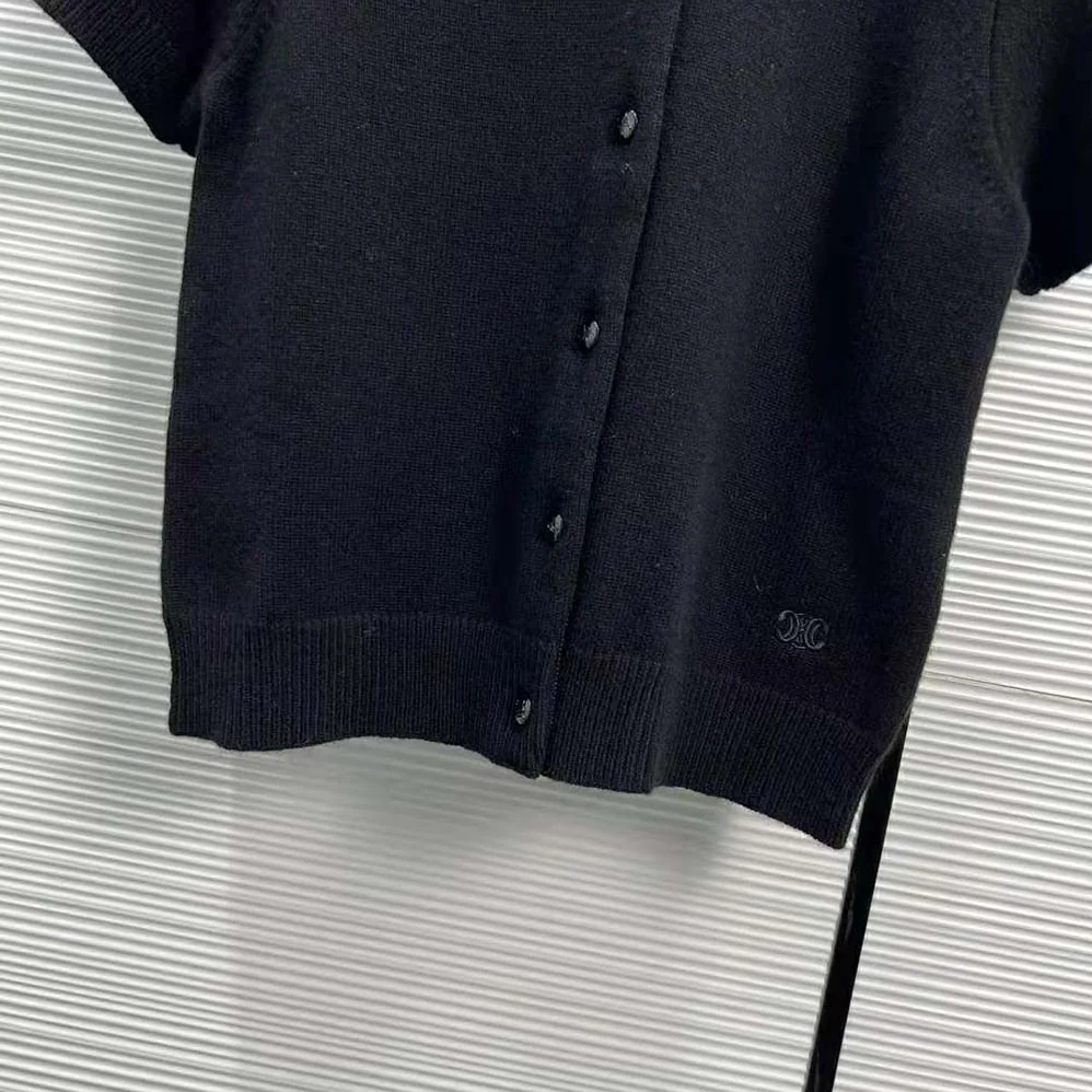 Celine Embroidered Cropped Cardigan in Cashmere for Women Celine Embroidered Cropped Cardigan in Cashmere for Women