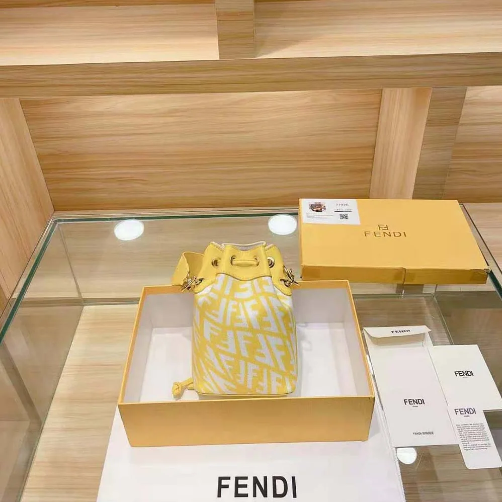 Fendi Mon Tresor Glazed Canvas Mini-Bag for Women in Yellow Fendi Mon Tresor Glazed Canvas Mini-Bag for Women in Yellow