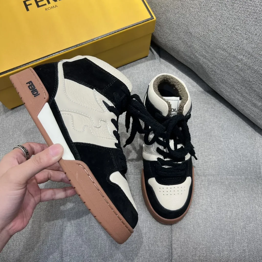 Fendi FD Fendi Match Lace-Up Hight-Tops Sneakers Black 8E8358AHH2F1FZB Fendi FD Fendi Match Lace-Up Hight-Tops Sneakers Black 8E8358AHH2F1FZB
