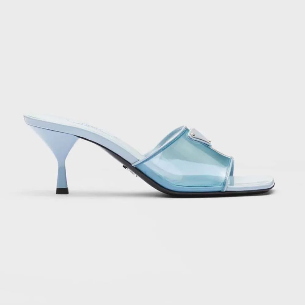 Prada Plexiglas and Patent Leather Sandals 65 mm Varnished Heel for Women in Blue