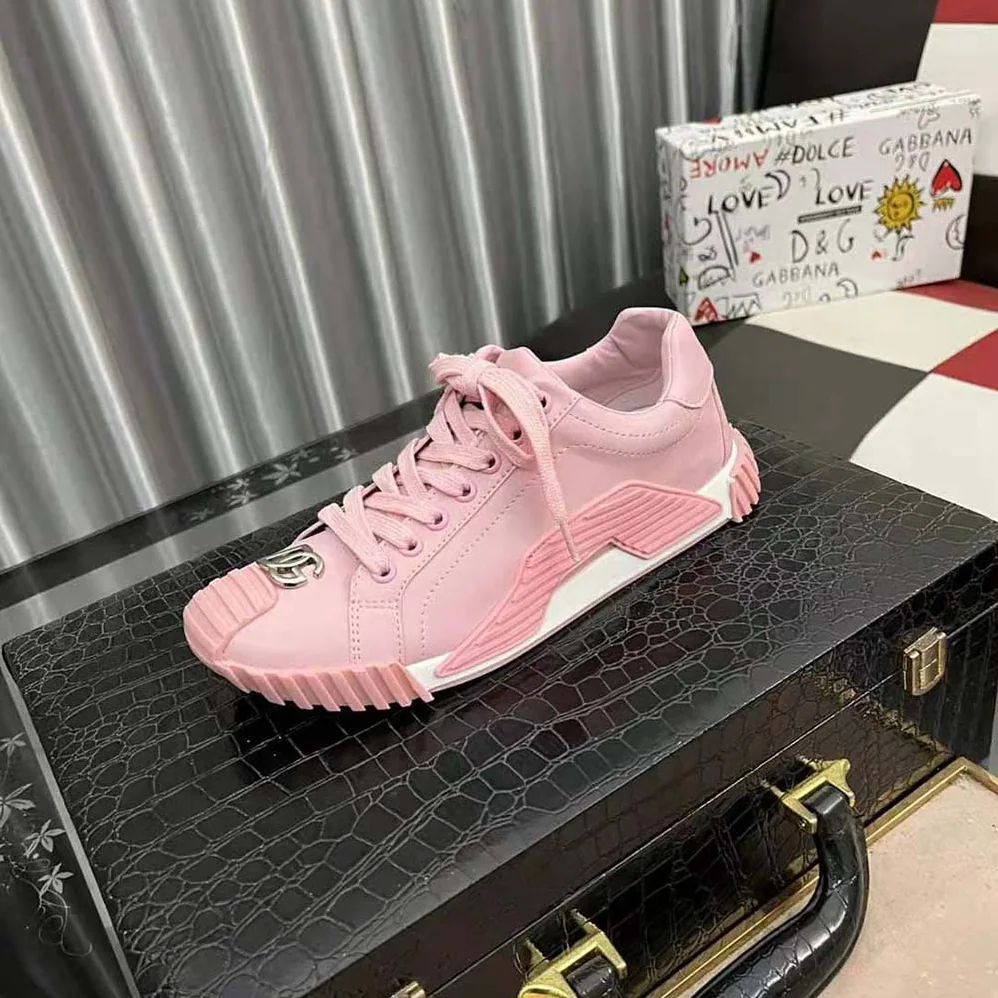 Dolce Gabbana D&G Calfskin NS1 Sneakers with DG Logo for Unisex in Pink Dolce Gabbana D&G Calfskin NS1 Sneakers with DG Logo for Unisex in Pink