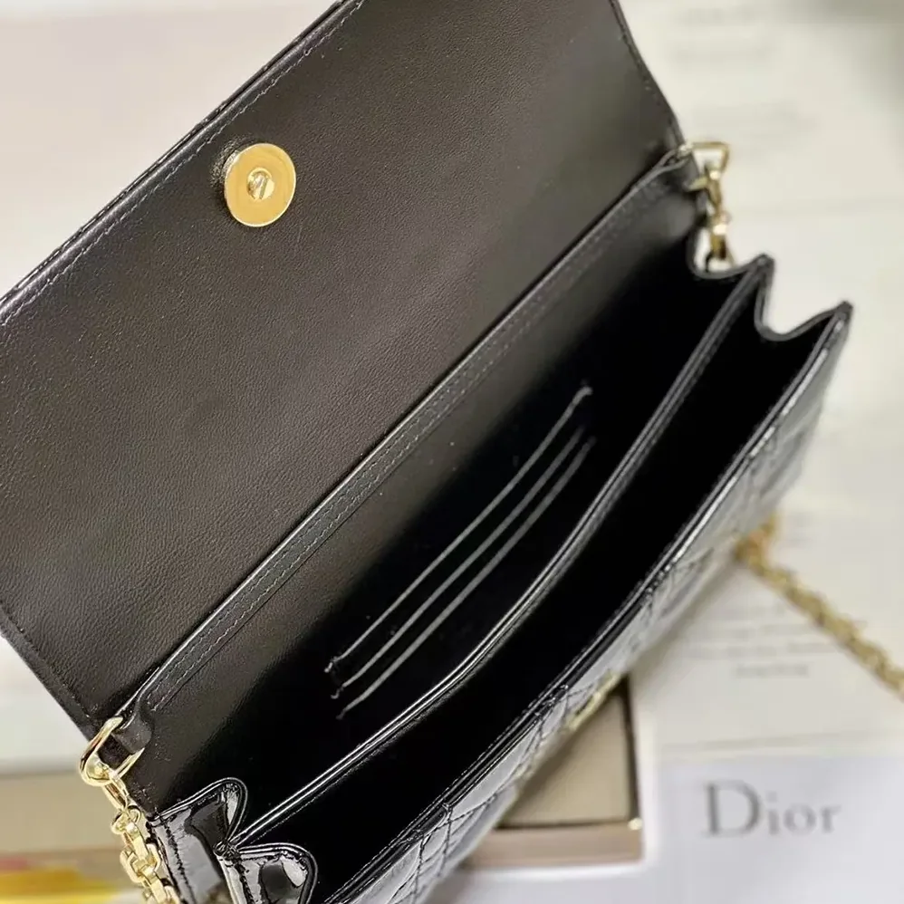 Dior My Dior Mini Bag Black Patent Cannage Calfskin for Women