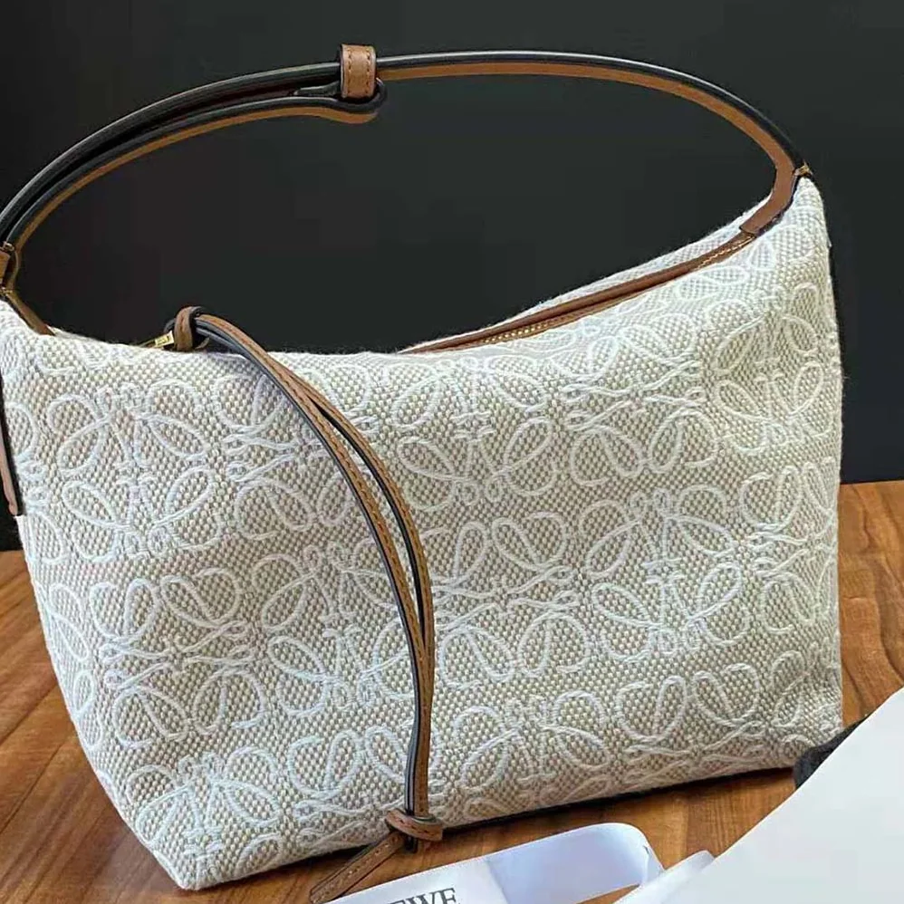 Loewe Small Cubi Bag in Anagram Jacquard and Calfskin for Women Loewe Small Cubi Bag in Anagram Jacquard and Calfskin for Women