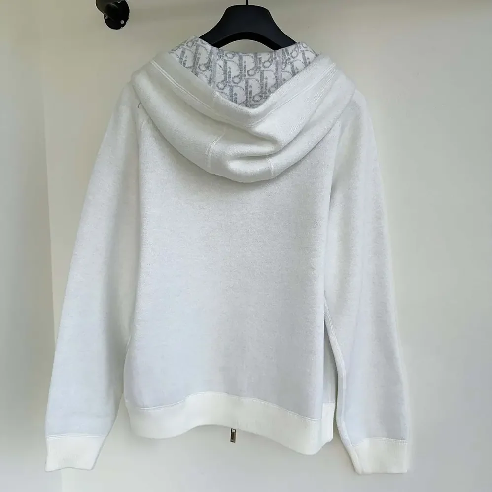 Dior Hooded Track Jacket White Cotton Knit and Cashmere for Women Dior Hooded Track Jacket White Cotton Knit and Cashmere for Women